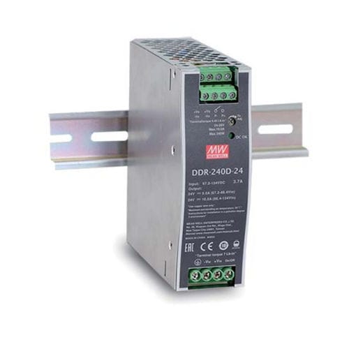 Convertitore DC/DC range di tensione di ingresso 2:1 - DDR-240 series - Mean Well - su guida DIN / industriale / per applicazioni ferroviarie