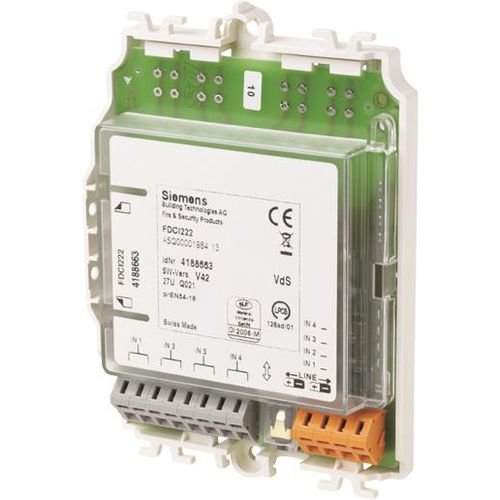Modulo di ingresso analogico - FDCI222 - Siemens Fire Safety - a 4 I / in linea / da incasso