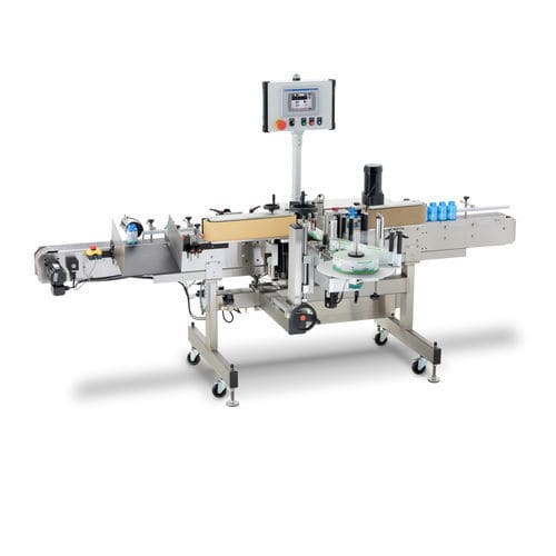 Etichettatrice controllata da PLC - TECHLINE WRAP - Quadrel Labeling Systems - per bottiglie / per imballaggi / per applicazione sulla parte inferiore