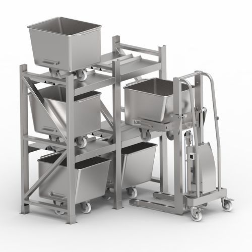 Accatastatore con ripiano - EUROBIN - Inoxtruck - elettrico / manuale / a timone con guida da terra