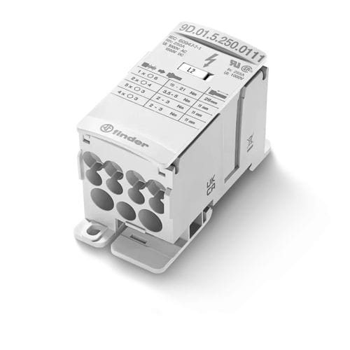 Morsetto di distribuzione salvaspazio alta corrente - 9D series - FINDER S.p.A. con unico socio - su guida DIN / con connessione a vite / multipolare