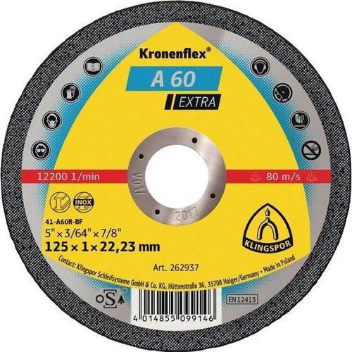 Disco da taglio per acciaio inossidabile - A 60 Extra - KLINGSPOR - per macchina portatile