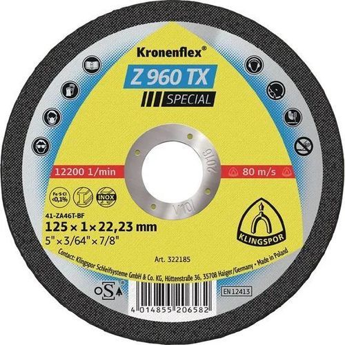 Disco da taglio per metallo - Z 960 TX - KLINGSPOR - per acciaio / per acciaio inossidabile / fine