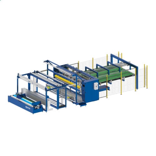 Linea di taglio per pannelli - M700 - MAGETRON - a lama orizzontale / per tessuti / impilatori