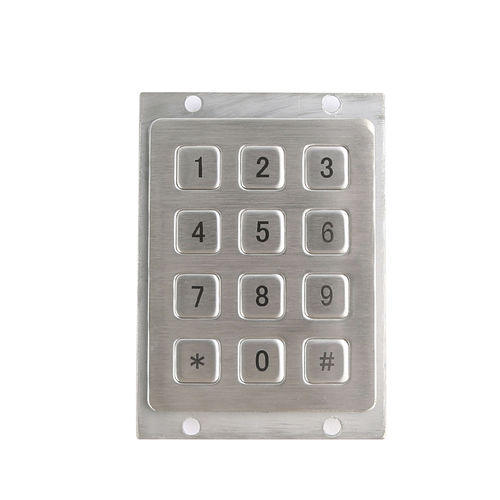 Tastiera numerica 12 tasti - CT-KPS01-12-RM - NingBo ChenTe electronics Technologies Co.,Ltd - ad incastro / in metallo / IP65