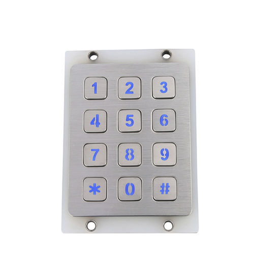 Tastiera numerica in acciaio inossidabile spazzolato - CT-KPS01-12-RM-BL - NingBo ChenTe electronics Technologies Co.,Ltd - 12 tasti / a muro / piezoelettrica