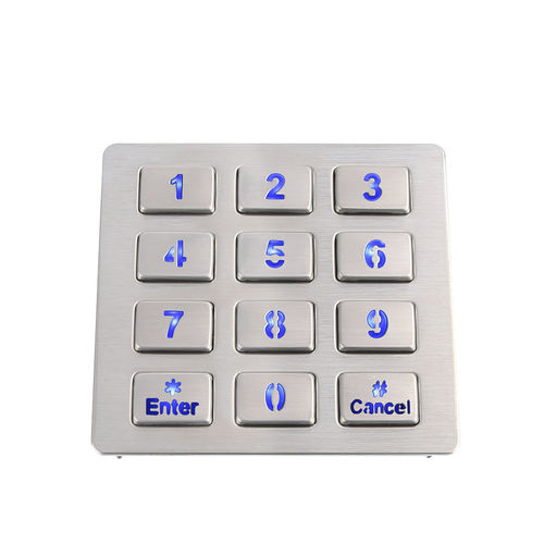 Tastiera numerica 12 tasti - CT-KPS10-12-TM-BL - NingBo ChenTe electronics Technologies Co.,Ltd - ad incastro / in acciaio inossidabile / IP65