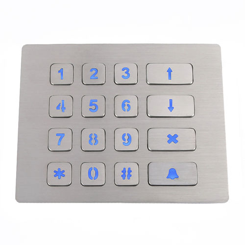 Tastiera numerica retroilluminata - CT-KPS13-16-TM-BL - NingBo ChenTe electronics Technologies Co.,Ltd - 16 tasti / ad incastro / in acciaio inossidabile