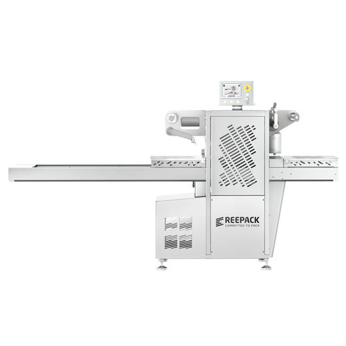 Termosigillatrice di vaschette lineare - REEECO - Reepack S.r.l. Soc. Unip. - automatica / per confezionamento in atmosfera modificata / compatta