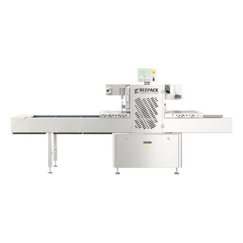Termosigillatrice di vaschette lineare - REEPRO - Reepack S.r.l. Soc. Unip. - automatica / per l'industria agroalimentare / sottovuoto