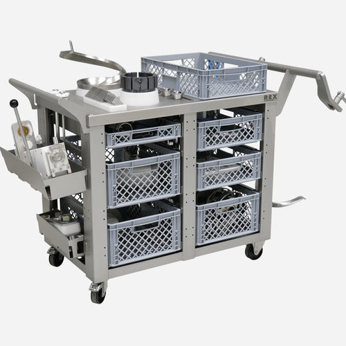 Carrello di pulizia - REX-Technologie GmbH & Co. KG - in acciaio inossidabile / per accessori / con rotelle