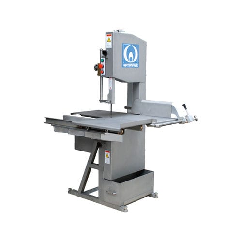 Segaossa a nastro industriale - WAB35A-3C - Watanabe Foodmach Co., Ltd. - in acciaio inossidabile / con piano d'appoggio scorrevole
