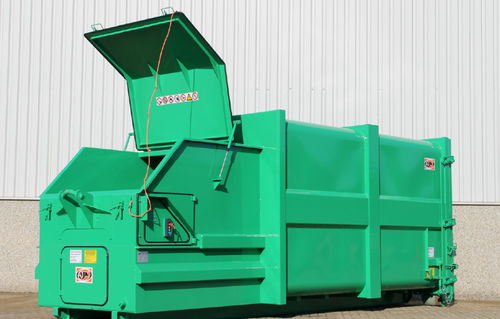 Compattatore per rifiuti fisso - F series - AJK NV - monoblocco / orizzontale / idraulico