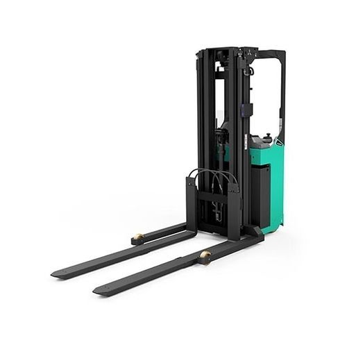 Accatastatore a batteria - AXIA XL SBR12N2TF  - Mitsubishi Forklift Trucks - con conducente in piedi / 24 V / per trasporto di 2 pallets allo stesso tempo