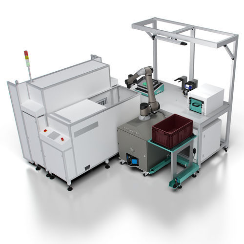 Postazione di lavoro per assemblaggio - FLEXIMATE - ENGMATEC GmbH - elettronica / modulare / con cobot