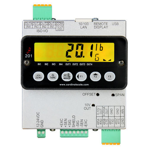 Indicatore trasmettitore di peso display LCD - 201 - Cardinal Scale - su guida DIN / IP20 / analogico