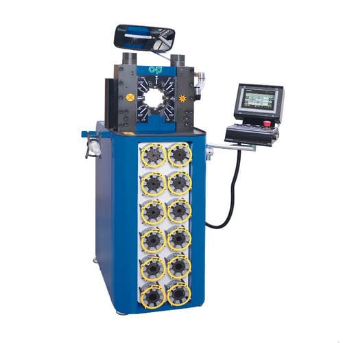 Pressa crimpatrice per tubi flessibili - TUBOMATIC V59 ES - OP Srl - semiautomatica / idraulica / controllata da PLC