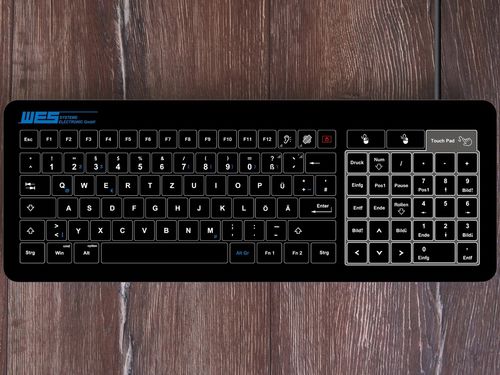 Tastiera ad incastro - GLAS-TASTATUR-BL-TPU-NP - WES Systeme Electronic GmbH - capacitiva / con touchpad / per applicazioni industriali