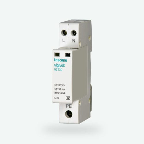Limitatore di sovratensione di tipo 2 - Vigivolt V2T-30 - Toscano Linea Electronica - contro le correnti transitorie / a varistori / su guida DIN