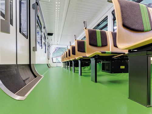 Rivestimento del pavimento per treno in PVC - noraplan® sentica - Nora - in gomma / EN 45545 / NFPA 130