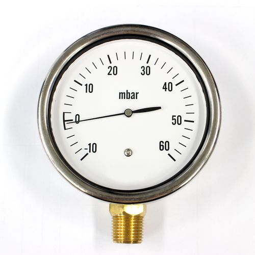 Manometro con quadrante - PG-100(-10)-60MBAR-SS - Seasons Gauge Co., Ltd - filettato / in acciaio inossidabile / in ottone