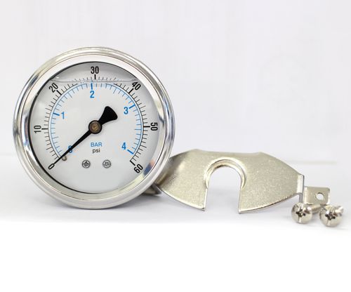 Manometro analogico - PG-63-60PSI-ASS MB - Seasons Gauge Co., Ltd - per montaggio su pannello / in acciaio inossidabile / a tubo Bourdon a liquido