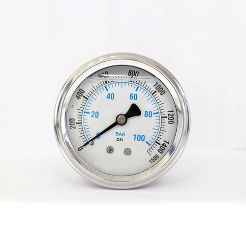 Manometro analogico - PG-63-1500PSI-ASS - Seasons Gauge Co., Ltd - per montaggio su pannello / in acciaio inossidabile / a tubo Bourdon a liquido