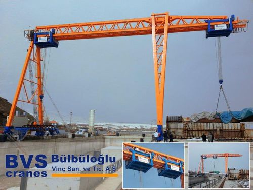 Gru a cavalletto mobile - BVS Cranes-BÜLBÜLOĞLU VİNÇ SAN. ve TİC. A.Ş. - su guida di scorrimento / per cantieri di prefabbricati / per officina