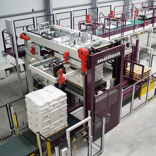 Pallettizzatore a strati - PLS-C Series - Möllers - per sacchi / per prodotti chimici / per derrate alimentari