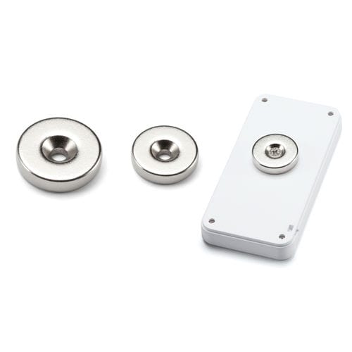 Magnete in neodimio - NMG series - TAKACHI Electronics Enclosure Co., Ltd. - cilindrico / nichelato / con foratura