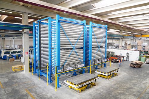 Magazzino automatico verticale - Spaziomatic - SIDEROS Engineering - per lamiera