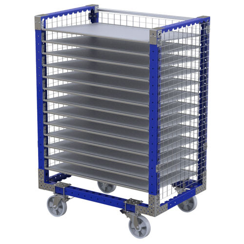 Carrello di stoccaggio - Q-100-0317  - FlexQube - in metallo / a ripiani / porta-contenitori