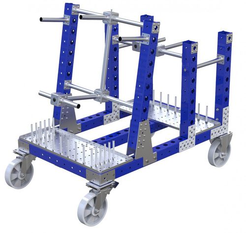 Carrello per movimentazione - Q-100-0800  - FlexQube - in metallo / con piattaforma a griglia / a ponte