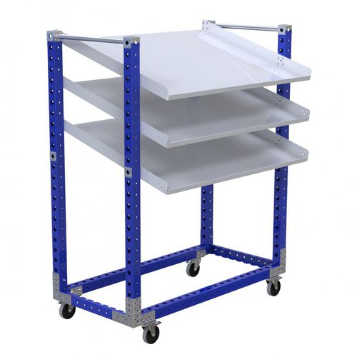 Carrello per movimentazione - Q-100-0808  - FlexQube - in metallo / a ripiani / con rotelle