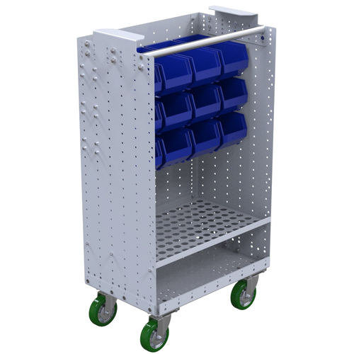 Carrello per movimentazione - Q-100-0835  - FlexQube - in metallo / a ripiani / porta-contenitori