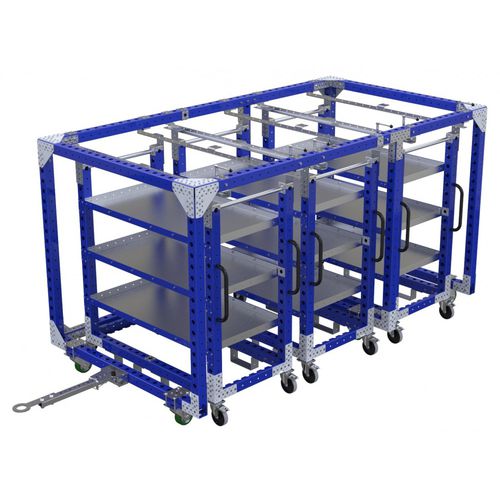 Carrello per movimentazione - Q-100-0381  - FlexQube - in metallo / a ripiani / a sei ruote