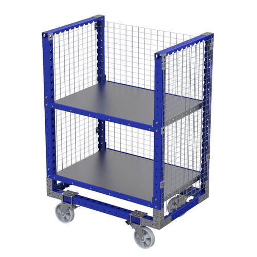 Carrello per movimentazione - Q-100-0300  - FlexQube - in filo metallico / 2 livelli / porta-contenitori