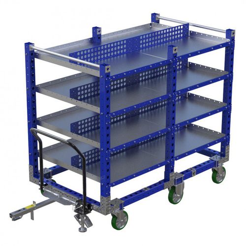 Carrello per movimentazione - Q-100-0498  - FlexQube - in metallo / a ripiani / a sei ruote