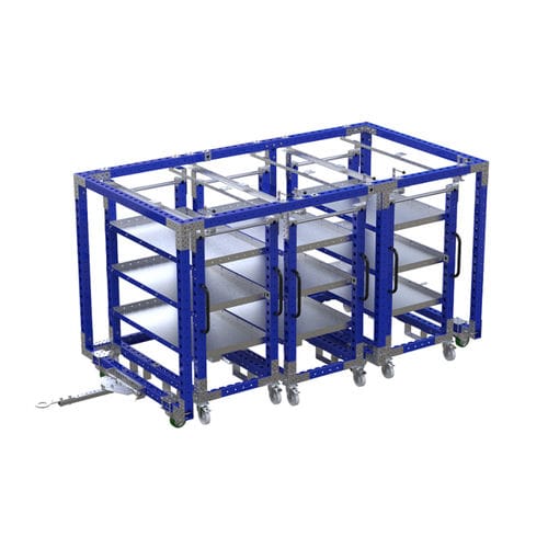 Carrello di montaggio - Q-100-0380  - FlexQube - in metallo / a ripiani / porta-contenitori