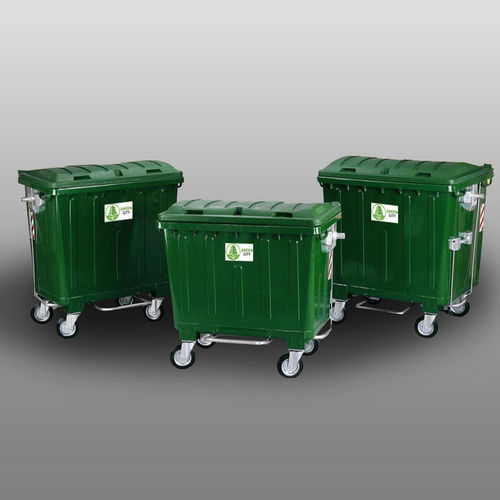 Cassonetto in acciaio galvanizzato - Green City International doo - per rifiuti urbani / con coperchio / 4 ruote