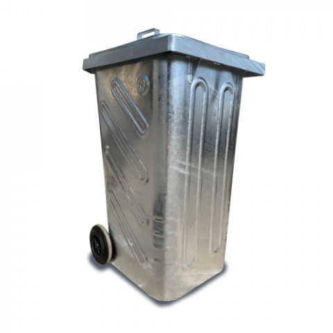 Cassonetto in acciaio galvanizzato - Green City International doo - per rifiuti domestici / con coperchio / con 2 ruote