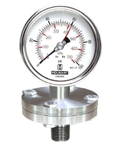 Manometro con quadrante - P x series - Indumart - in acciaio inossidabile / in ottone / a tubo Bourdon