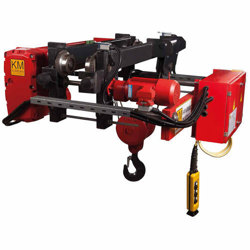 Paranco a cavo con carrello monorotaia - KM KUMSAN CRANE SYSTEMS - elettrico / regolabile / a ingranaggi