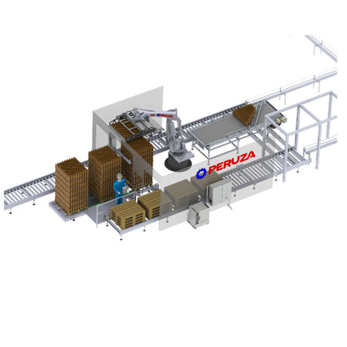Depallettizzatore robotizzato - PERUZA limited liability company - per bottiglie di vetro / per cartoni / per bottiglie in plastica