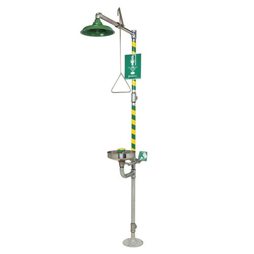 Doccia di sicurezza da terra - 8300-8309 - Haws Corporation - con lavaocchi/lavafaccia / in plastica