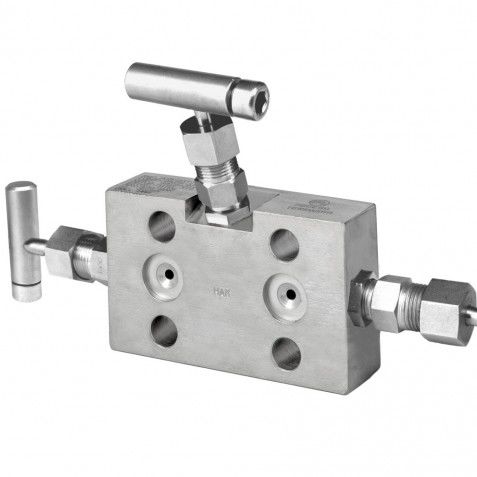 Manifold a 2 vie - MB5-23 - Mecesa - Mecanica Egarense, SA - in acciaio inossidabile / di gas / con flangia