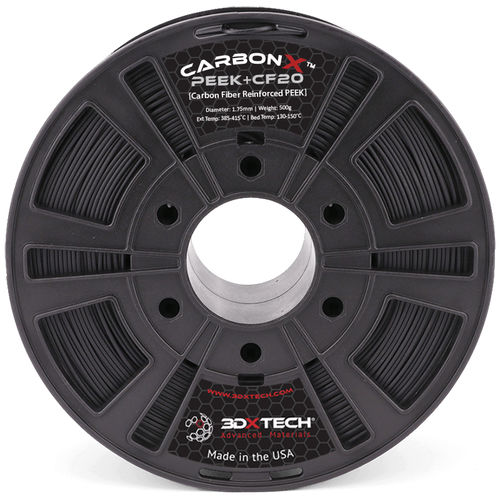 Filamento PEEK per stampante 3D - CarbonX™ PEEK+CF20 - 3DXtech - 1,75 mm / nero / resistente ai prodotti chimici