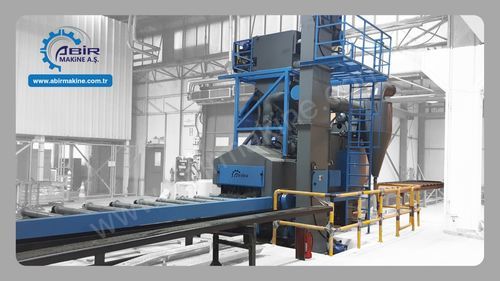 Granigliatrice con nastro trasportatore a rulli - SPK series - ABİR MAKİNE A.Ş. - a girante / per carico sospeso / per profilati