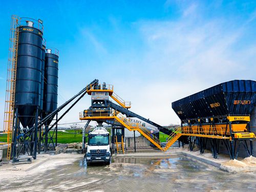 Centrale di betonaggio stazionario - COMPACT-120 - Fabo Crushing Screening & Concrete Plants - compatto / con nastro trasportatore