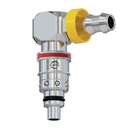Raccordo con valvola - HPS International - idraulico / push-to-lock / gomito a 90°